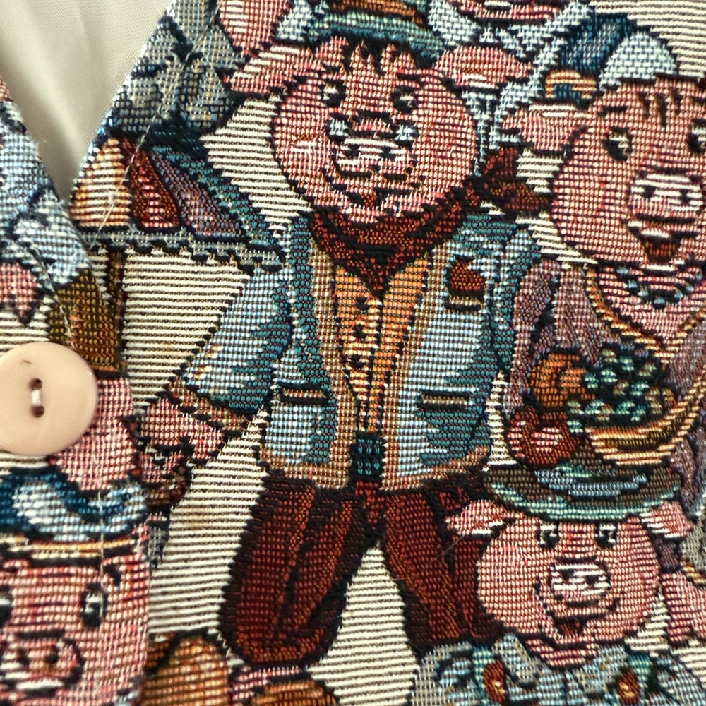 Vintage Facets 80s/90s Pigs/Animals in Clothes Tapestry Vest Size Large - Picture 5 of 5